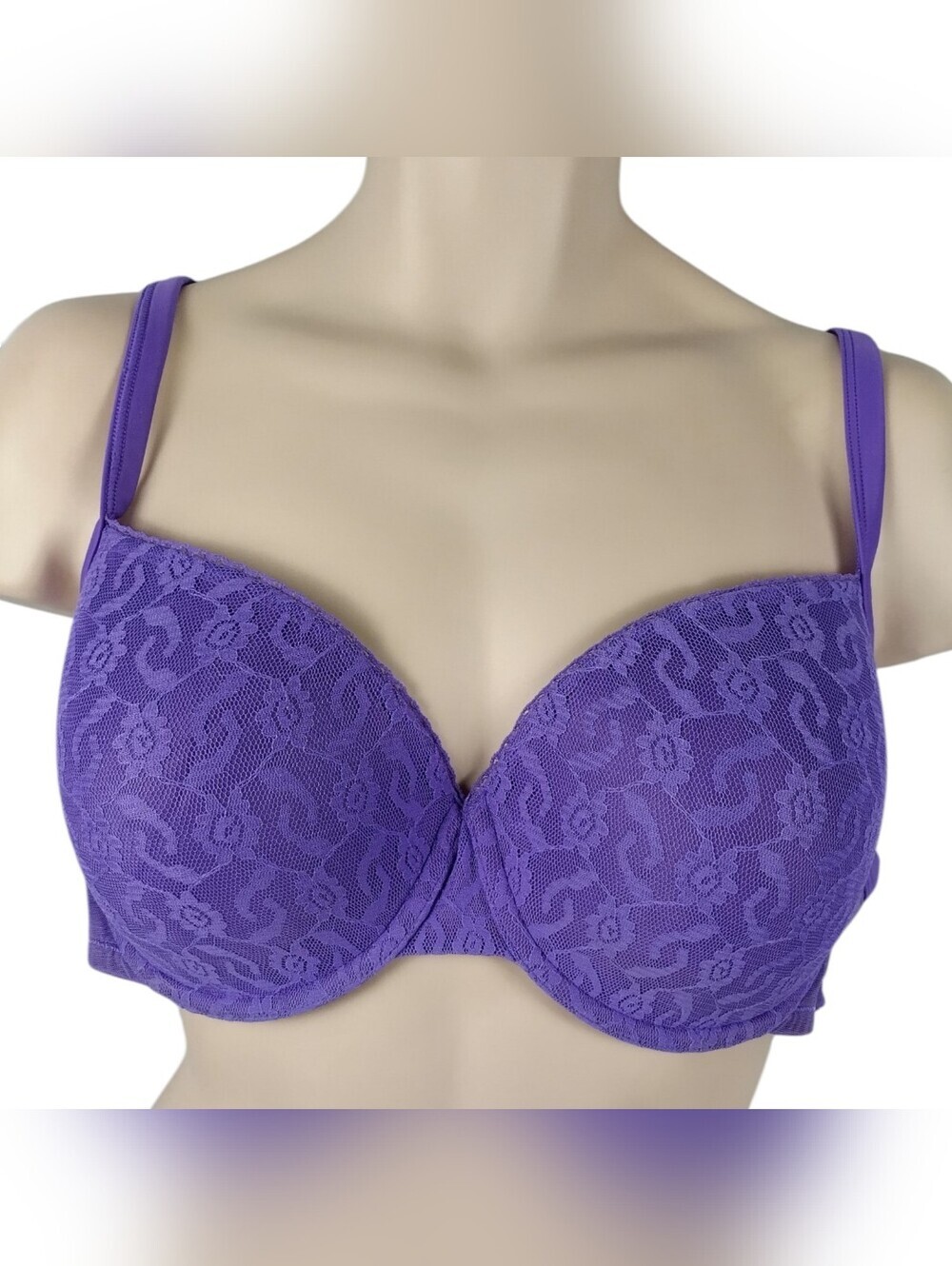 cacique Womens Bra 44D Lace Under Wire Padded Push Up 5 Hook Under Garment